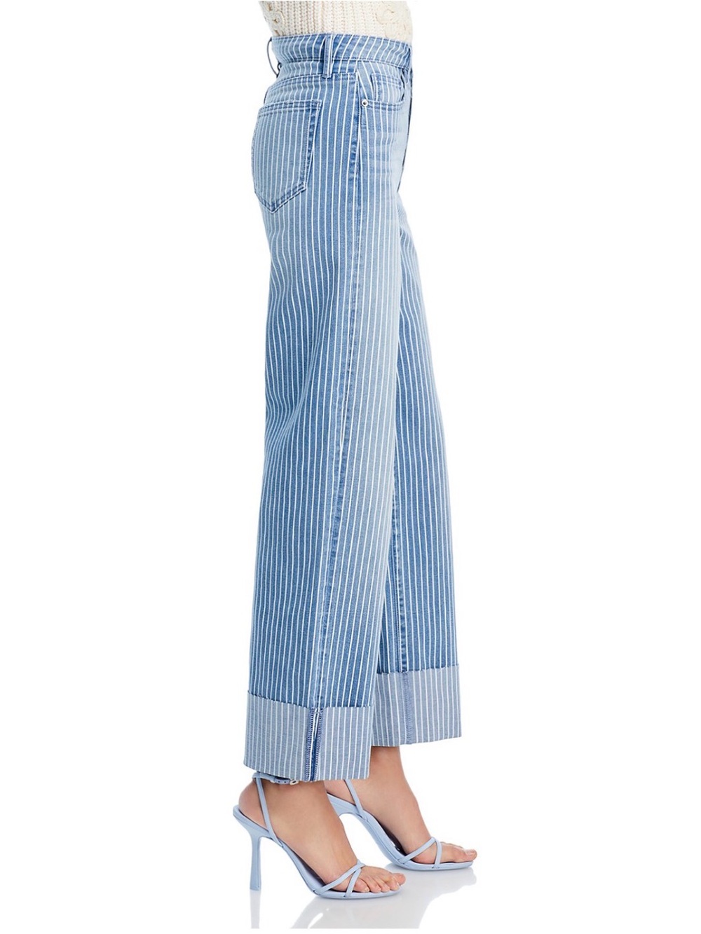 🎉 HOST PICK: Aqua Bloomingdale's Striped Cuffed Dad Jeans in Medium Wash - Picture 2 of 9